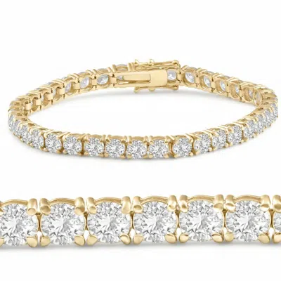 Pompeii3 12ct Round-cut Diamond Tennis Bracelet 14k Yellow Gold 7" Lab Grown (f/vs)