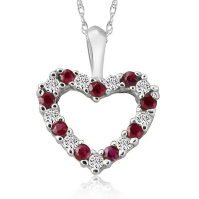 Pompeii3 1/2ct Ruby & Diamond Heart Pendant In White, Yellow, Or Rose Gold In Red