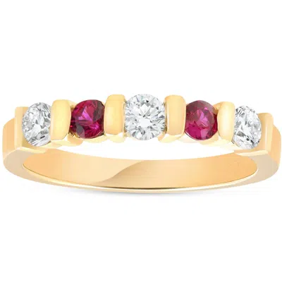 Pompeii3 1/2ct Ruby & Diamond Wedding Anniversary 14k Yellow Gold Ring In Multi