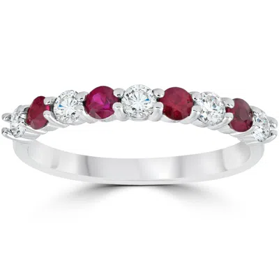 Pompeii3 1/2ct Ruby & Diamond Wedding Ring 10k White Gold In Multi