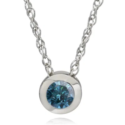 Pompeii3 1/2ct Solitaire Blue Diamond Pendant 14k White Gold In Multi