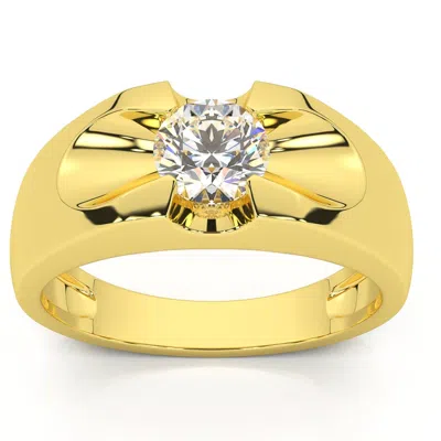 Pompeii3 1/2ct Solitaire Mens Diamond Wedding Ring 14k Yellow Gold In Multi