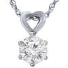 Pompeii3 1/2ct Solitaire Round Diamond Heart Pendant 14k White Gold & 18" Chain In Multi