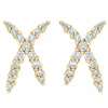 POMPEII3 1/2CT T. W. DIAMOND FASHION WOMEN'S X SHAPE LAB GROWN EARRINGS 10K GOLD STUDS