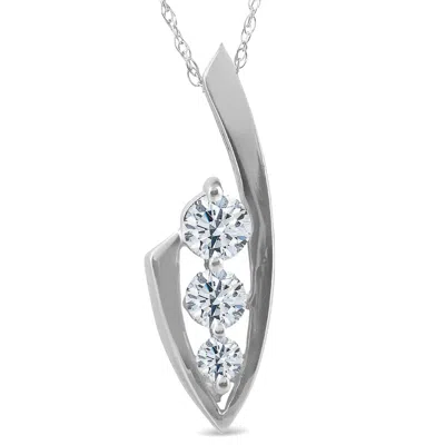 Pompeii3 1/2ct Three Stone Diamond 14k White Gold Pendant Necklace In Multi
