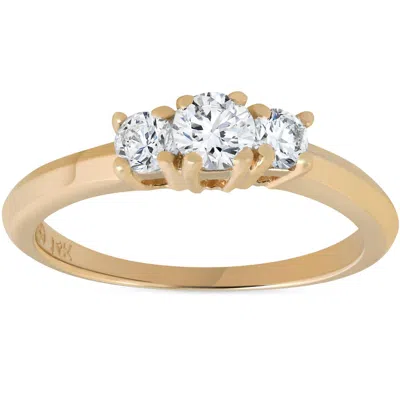Pompeii3 1/2ct Three Stone Diamond Engagement Ring 14k Yellow Gold In Multi