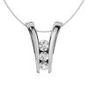 Pompeii3 1/2ct Three Stone Diamond Pendant Gold Women's 18" Necklace Lab Grown In White