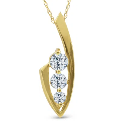 Pompeii3 1/2ct Three Stone Diamond Yellow Gold Pendant Necklace In Multi