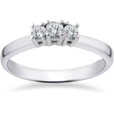 Pompeii3 1/2ct Three Stone Lab Created Diamond Engagement Ring 14k White Gold In Multi