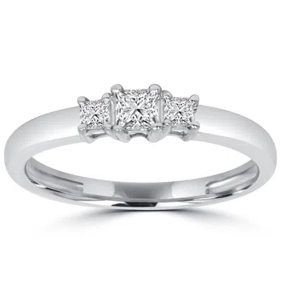 Pompeii3 1/2ct Three Stone Princess Cut Diamond Ring 14k White Gold In Multi