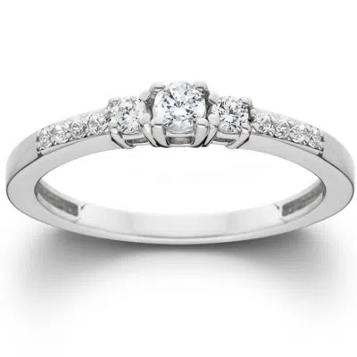 Pompeii3 1/2ct Three Stone Round Diamond Engagement Ring 14k White Gold In Multi