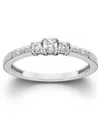 Pompeii3 1/2ct Three Stone Round Diamond Engagement Ring 14k White Gold In Silver