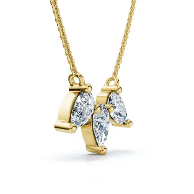 Pompeii3 1/2ct Trio Pear Shape Diamond 18" Necklace 14k Gold Pendant Ef/vs