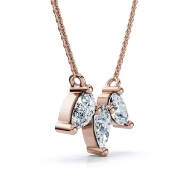 Pompeii3 1/2ct Trio Pear Shape Diamond 18" Necklace 14k Gold Pendant Ef/vs In Multi
