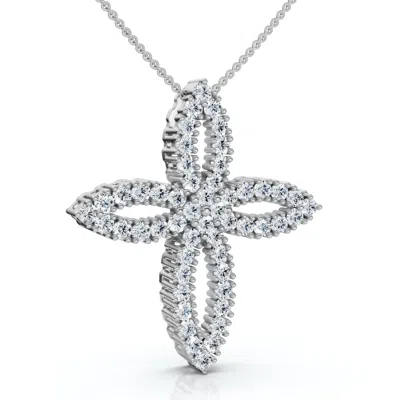 Pompeii3 1/2ct Tw Diamond Cross Religious 10k Gold Lab Grown 18" Necklace In Silver