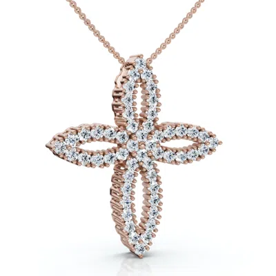 Pompeii3 1/2ct Tw Diamond Cross Religious 10k Gold Lab Grown 18" Necklace In Multi