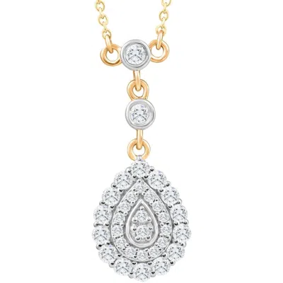 Pompeii3 1/2ct Tw Diamond Dangle Pendant Yellow Gold Womens Bezel Necklace 18" In Multi
