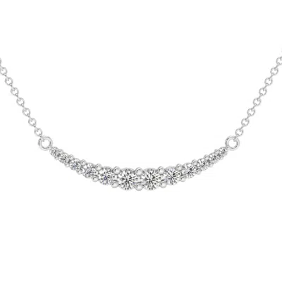 Pompeii3 1/2ct Tw Diamond Graduated Bar Necklace 14k Gold Lab Grown Pendant 28mm In Multi