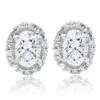 Pompeii3 1/2ct Tw Oval Shape Halo Diamond Studs 10k White Or Yellow Gold Earrings In White