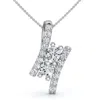 Pompeii3 1/2ct Two Stone Diamond Pendant Gold Necklace Lab Grown 18" Lab Grown In White