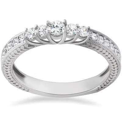 Pompeii3 1/2ct Vintage Diamond Anniversary Ring 14k White Gold In Multi
