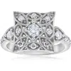 Pompeii3 1/2ct Vintage Diamond Ring Square Framed Filigree Band 10k White Gold In Multi