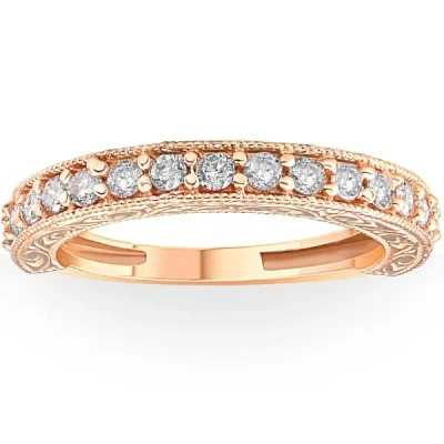 Pompeii3 1/2ct Vintage Diamond Rose Gold Wedding Ring 14k In Multi