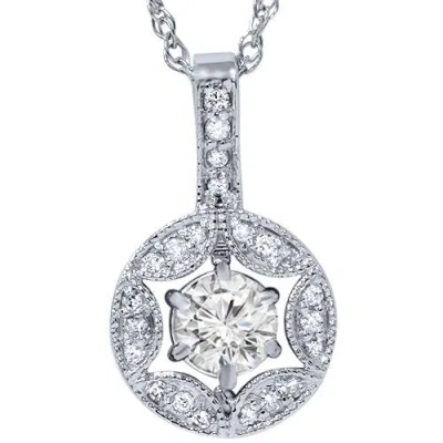 Pompeii3 1/2ct Vintage Diamond Round Solitaire Pendant 14k White Gold In Multi