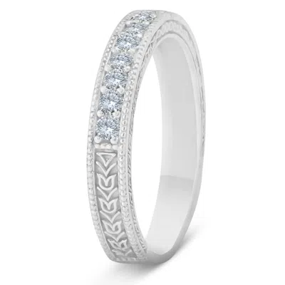 Pompeii3 1/2ct Vintage Diamond Wedding Ring 14k White Gold Size Selectable In Metallic