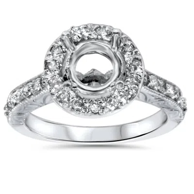 Pompeii3 1/2ct Vintage Halo Diamond Ring Setting 14k White Gold Size Selectable In Metallic