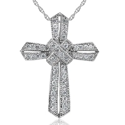 Pompeii3 1/2ct Vintage Pave Diamond Cross Pendant 14k White Gold In Multi