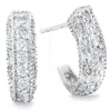 Pompeii3 1/2ct Vintage Pave Huggie Hoops Earrings 14k White Gold In Multi