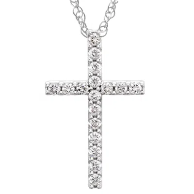 Pompeii3 1/3 Ct Diamond Cross Pendant Necklace 18" 10k White Gold 21mm Tall In Silver