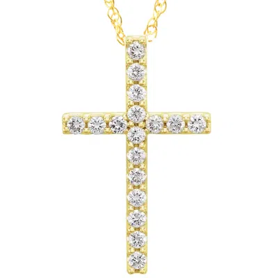 Pompeii3 1/3 Ct Diamond Cross Pendant Necklace 18" 10k Yellow Gold 21mm Tall In Multi