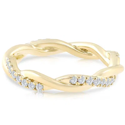 Pompeii3 1/3 Ct Diamond Eternity Petite Twist Vine Eternity Ring 10k Yellow Gold In Multi