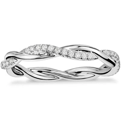 Pompeii3 1/3 Ct Diamond Eternity Petite Twist Vine Eternity Wedding Ring 10k White Gold In Silver