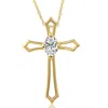 Pompeii3 1/3 Ct Oval Diamond Cross Solitaire Pendant Yellow Gold Necklace (1' Tall) In Silver