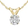 Pompeii3 1/3 Ct Solitaire Round Diamond Pendant Necklace 18" 14k Yellow Gold In Multi