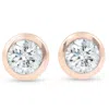 Pompeii3 1/3 Ctw 14k Rose Gold Diamond Bezel Martini Stud Earrings In Silver
