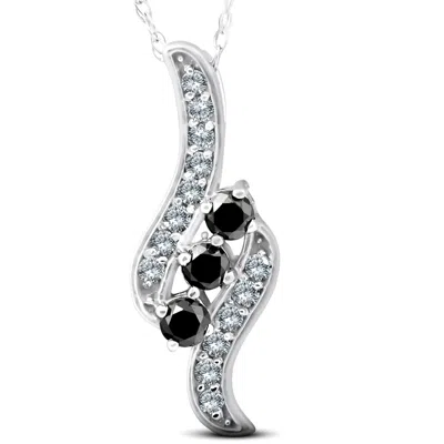 Pompeii3 1/3ct 3-stone Black Diamond Pendant 14 Kt White Gold In Multi