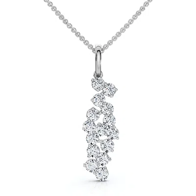 Pompeii3 1/3ct Cascading Diamond Pendant Necklace 14k Gold Lab Grown In Silver