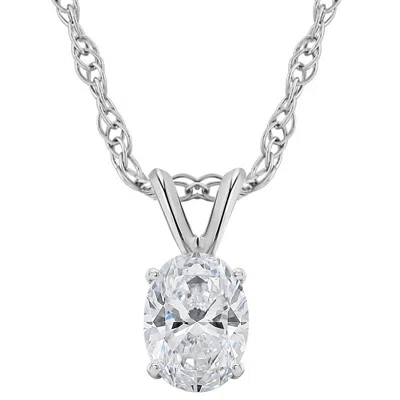 Pompeii3 1/3ct Certified Lab Grown Oval Diamond Solitaire Pendant White Gold Necklace In Multi