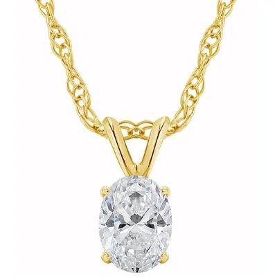 Pompeii3 1/3ct Certified Lab Grown Oval Diamond Solitaire Pendant Yellow Gold Necklace In Multi