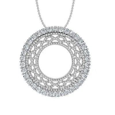 Pompeii3 1/3ct Circle Diamond Pendant 14k Gold 3/4" Tall Necklace Lab Grown In Silver