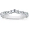 Pompeii3 1/3ct Curved Diamond Wedding Guard Ring 14k White Gold In Multi