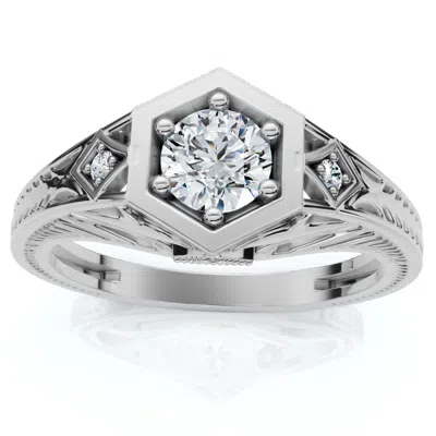 Pompeii3 1/3ct Diamond Art Deco Diamond Engagement Ring 14k Gold Lab Grown In Multi