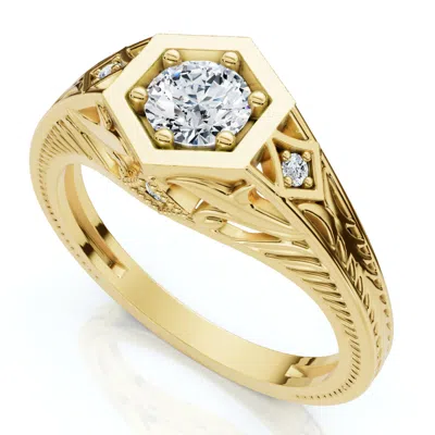 Pompeii3 1/3ct Diamond Art Deco Diamond Engagement Ring 14k Gold Lab Grown In Silver