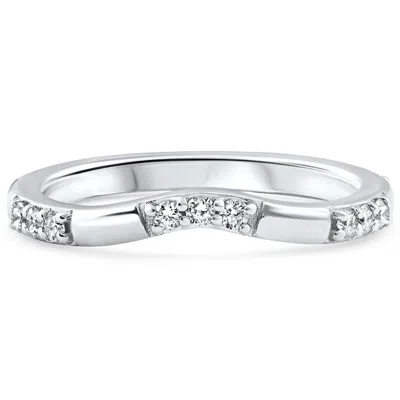 Pompeii3 1/3ct Diamond Contour Wedding Guard Ring Womens Band 14k Gold Lab Grown In Silver
