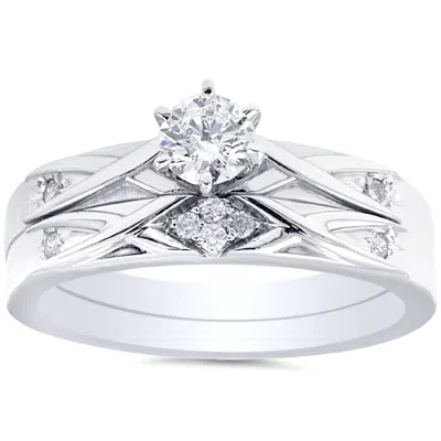 Pompeii3 1/3ct Diamond Engagement Wedding Ring Set 14k White Gold In Multi