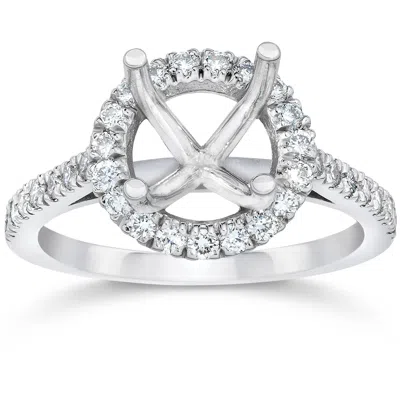 Pompeii3 1/3ct Diamond Halo Engagement Ring Setting 14k White Gold Size Selectable In Silver
